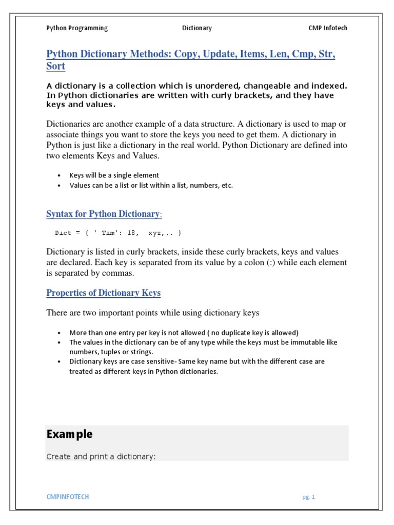 Dictionary in Python | Download Free PDF | Control Flow | Python ...
