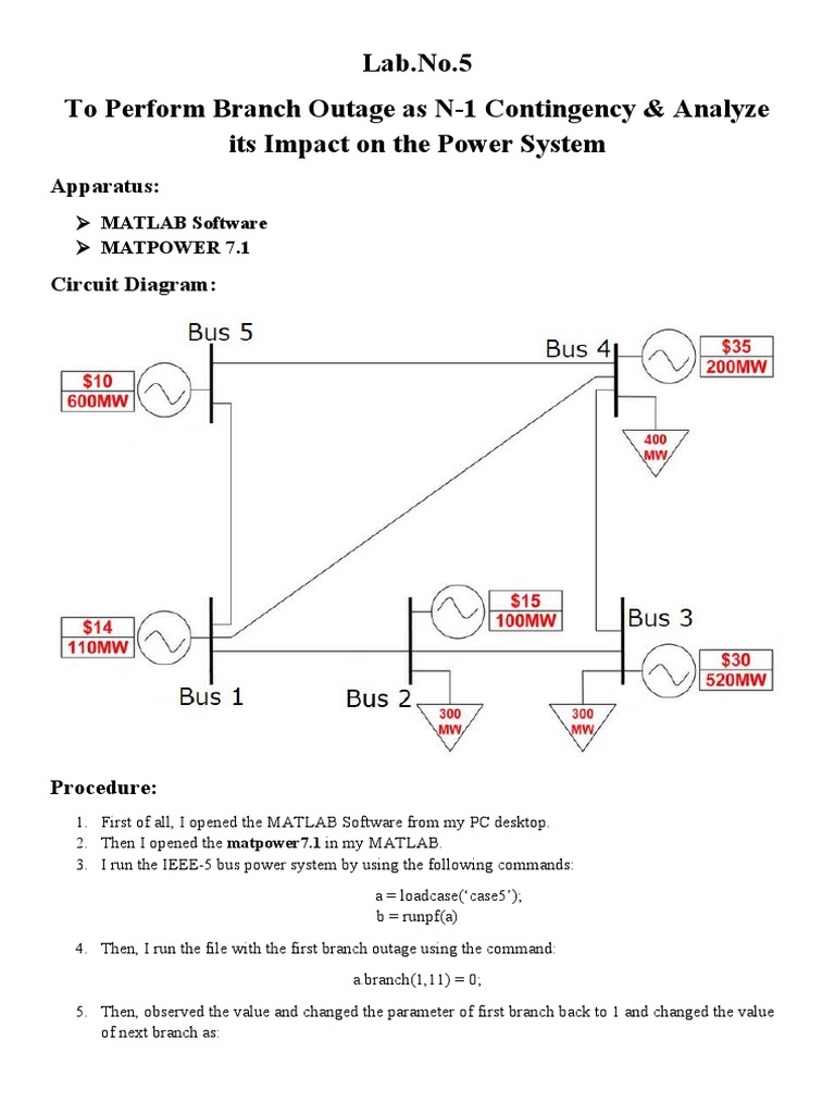 Lab - No.5 To Perform Branch Outage As N-1 Contingency & Analyze Its ...