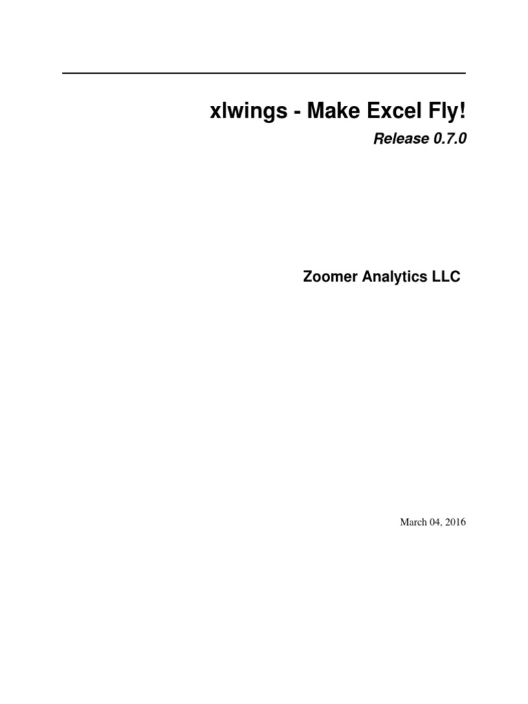 Xlwings - Make Excel Fly! (PDFDrive) | PDF | Microsoft Excel | Visual ...