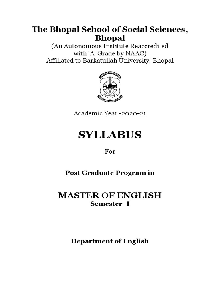 MA English Semester 1 Syllabus 2020-21 | PDF | Entrepreneurship | Idea