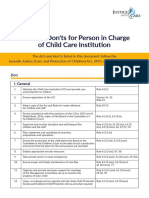 Dos and Donts For Person in Charge of Child Care Institutions
