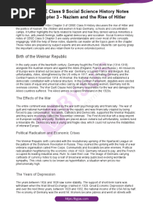 CBSE Class 9 Social Science History Notes Chapter 3 Nazism and The Rise of Hitler