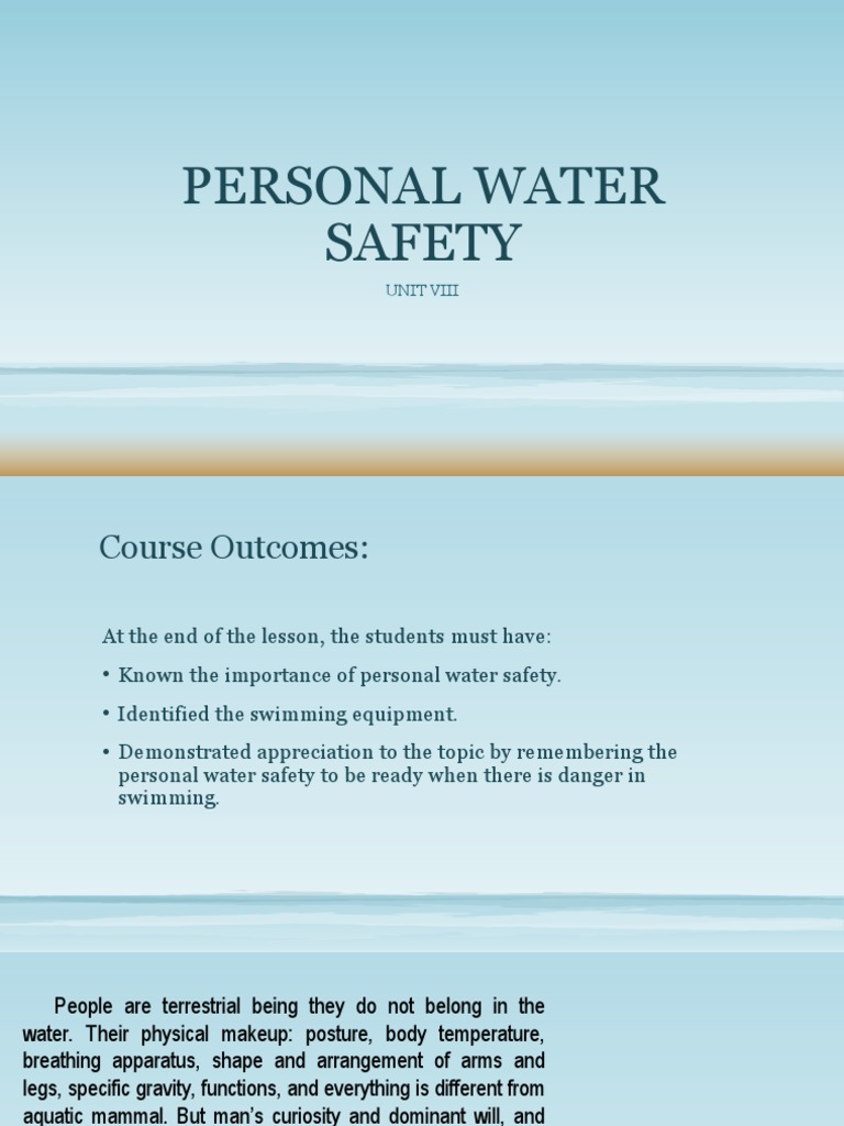 Personal Water Safety PDF Sea Swimming
