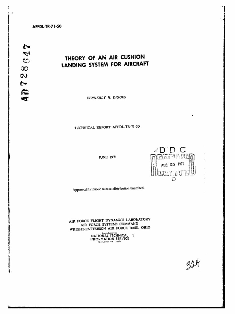 Theory of an Air Cushion Landing System for Aircraft An Analysis of
