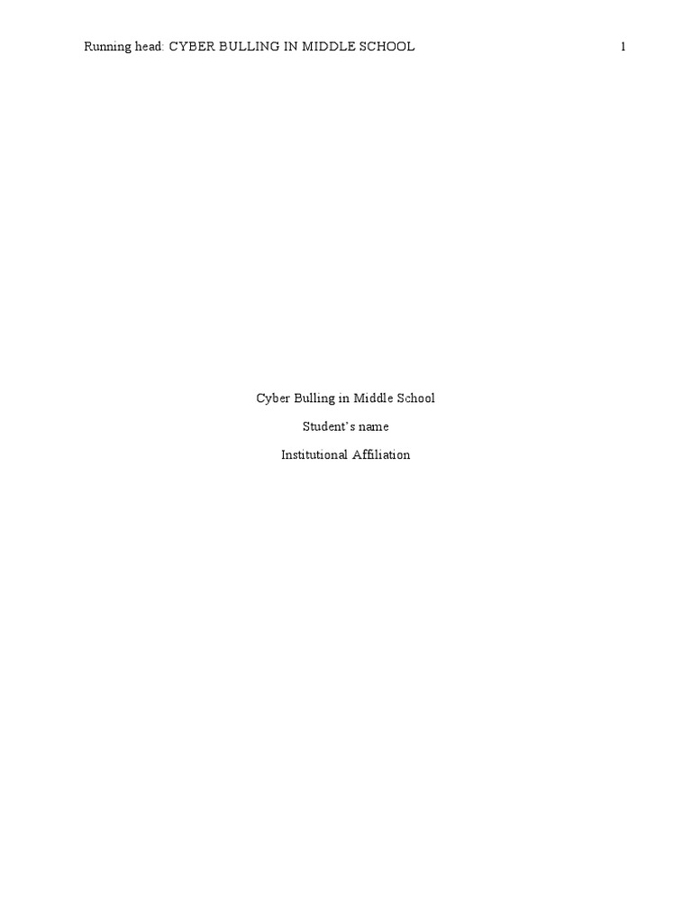 Understanding Cyber Bullying in Middle School | PDF | Cyberbullying ...