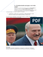 Lukashenko, El Gobernante Europeo Con Más Tiempo en El Poder