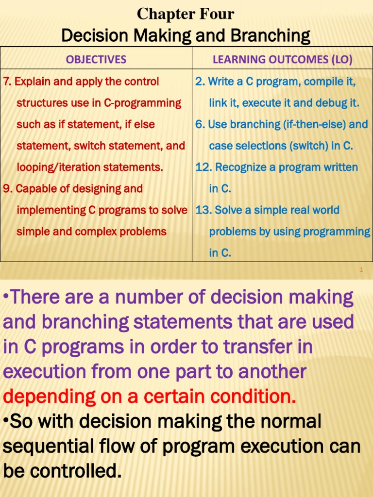 Chapter 4-Decision Making and Branching in C Programs | PDF | Control ...