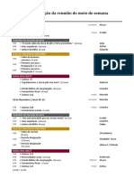 Programação da reunião do meio de semana