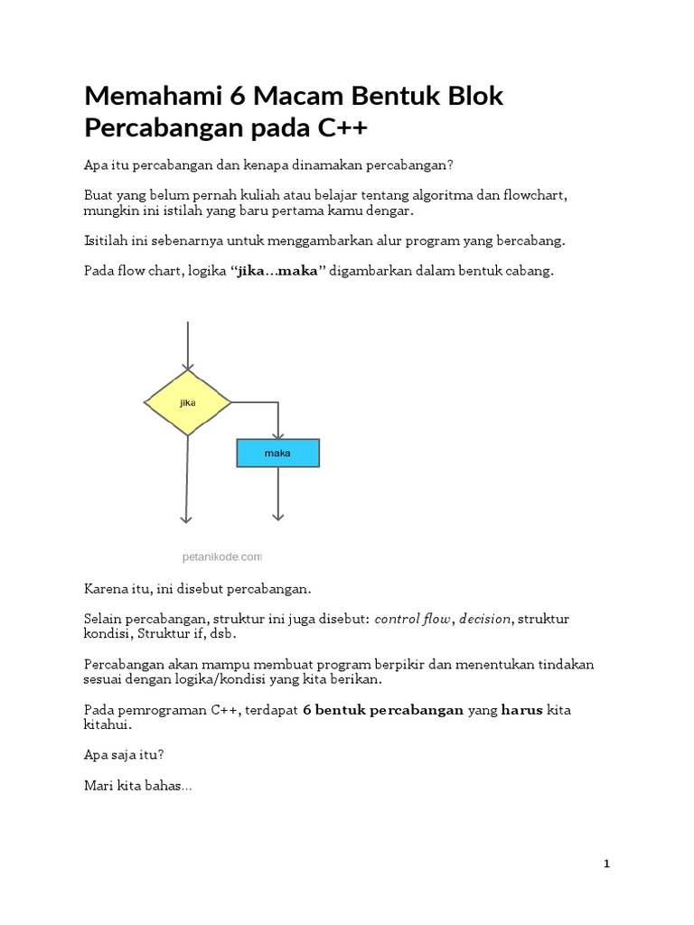 Contoh Flowchart Percabangan C++ | PDF | Teknologi & Rekayasa