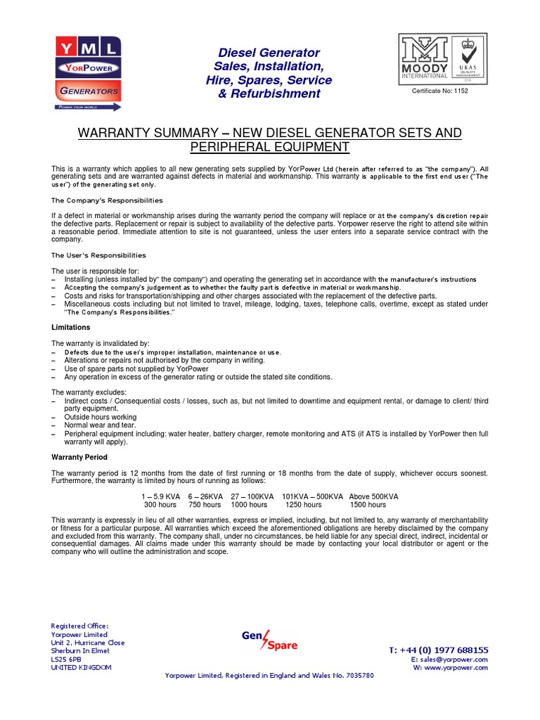 Export New Warranty Declaration EXPORT PDF Implied Warranty Common Law