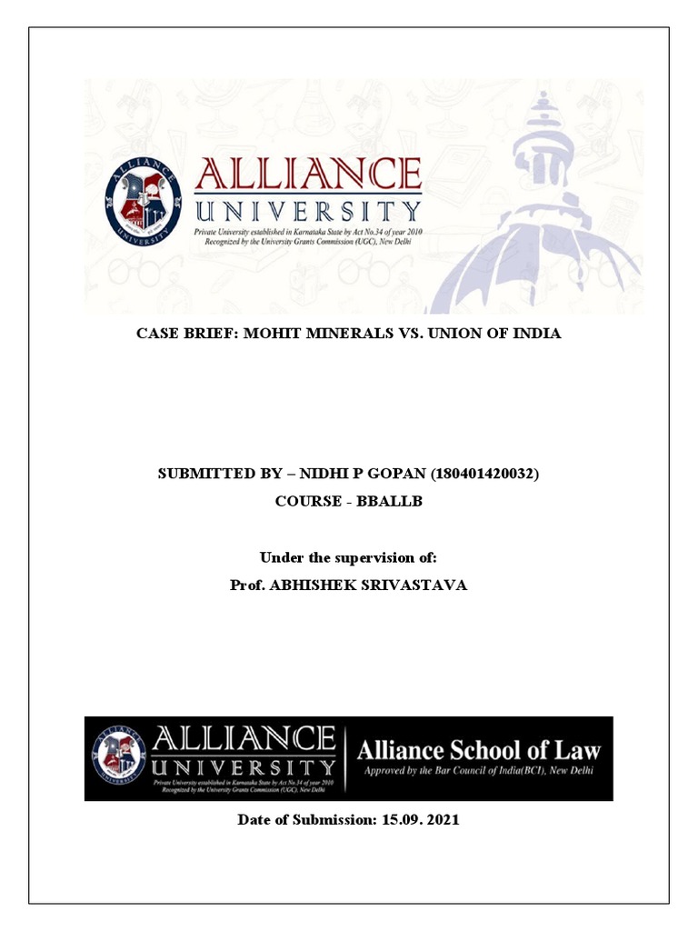 Case Brief of Taxation Law by Nidhi | PDF | Taxes | Government Of India
