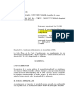Sentencia C-044/03 COSA JUZGADA CONSTITUCIONAL-Identidad de Cargos Inhibicion de La Corte Constitucional-Ineptitud