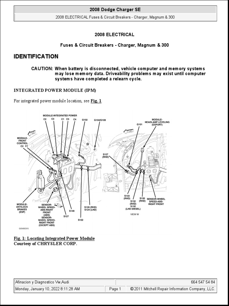 2008 Dodge Charger Fuses and Circuit Breakers PDF Radio Anti Lock