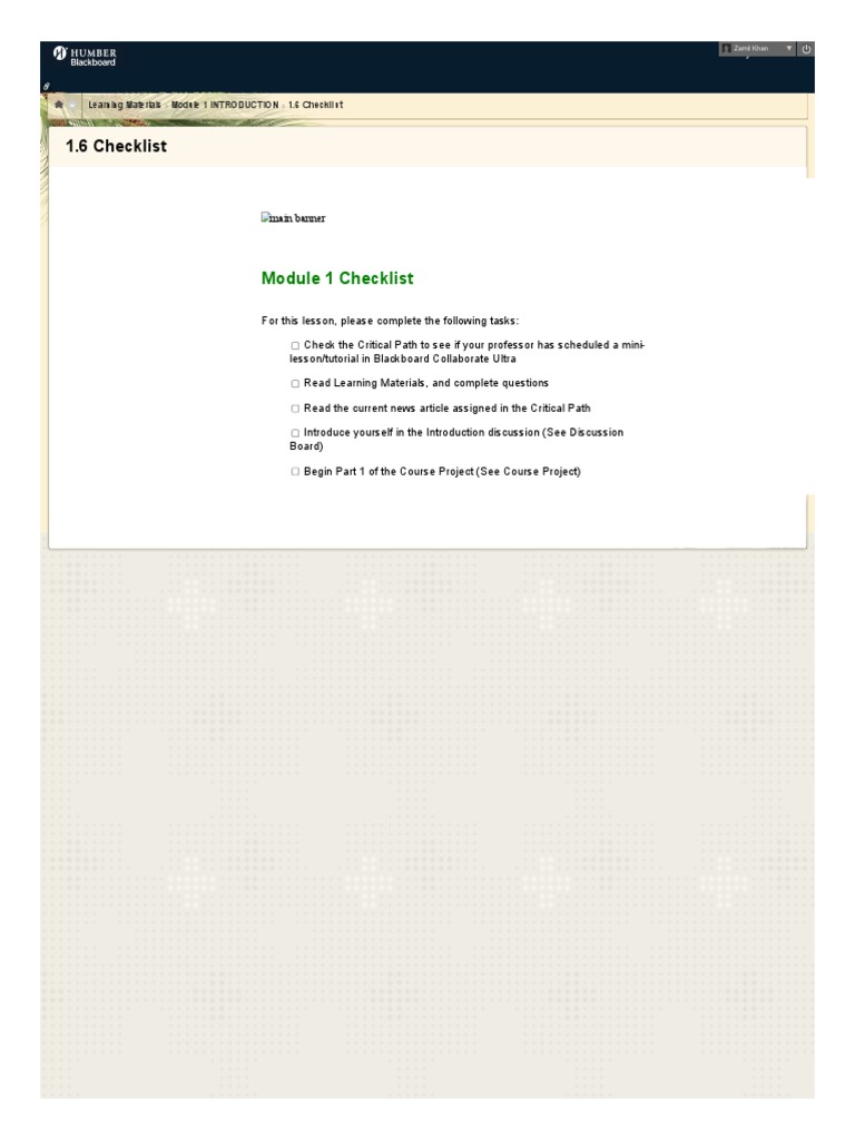Module 1 Checklist for Course Success | PDF