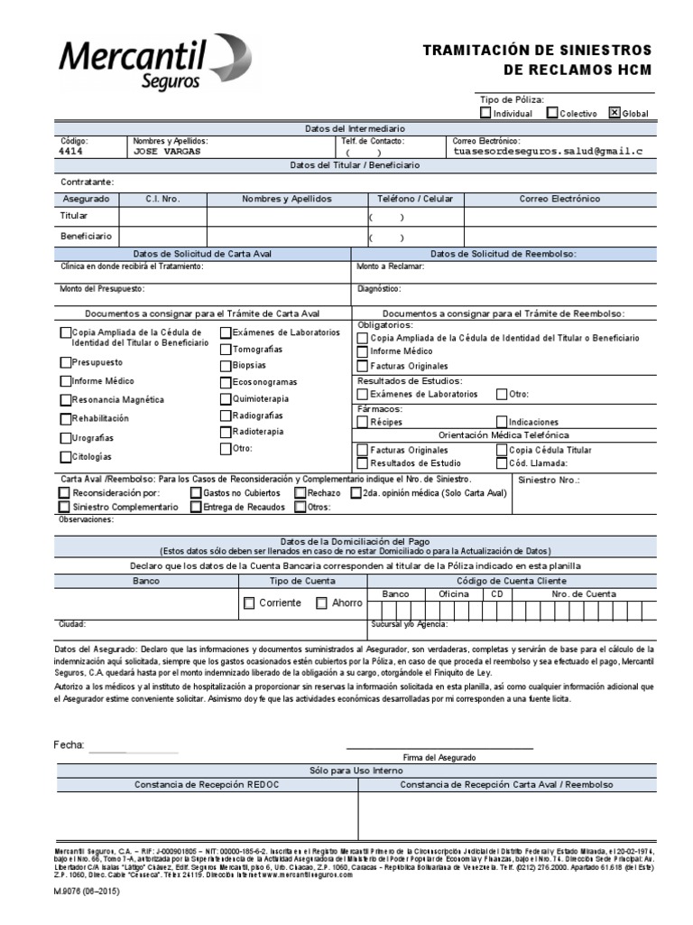Planilla Mercantil Seguros | PDF | Póliza de seguros