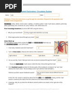 Student Exploration: Circulatory System