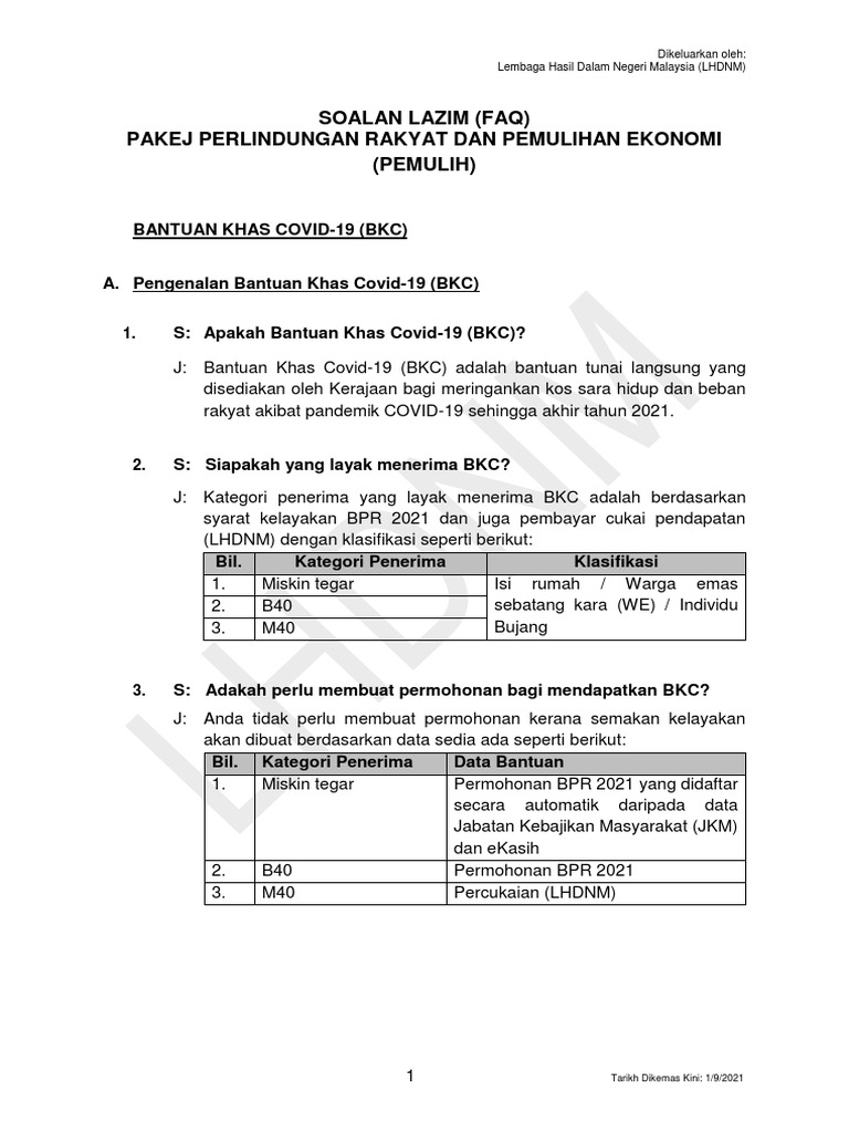 Faq Pemulih Bantuankhascovid-19(Bkc)  PDF