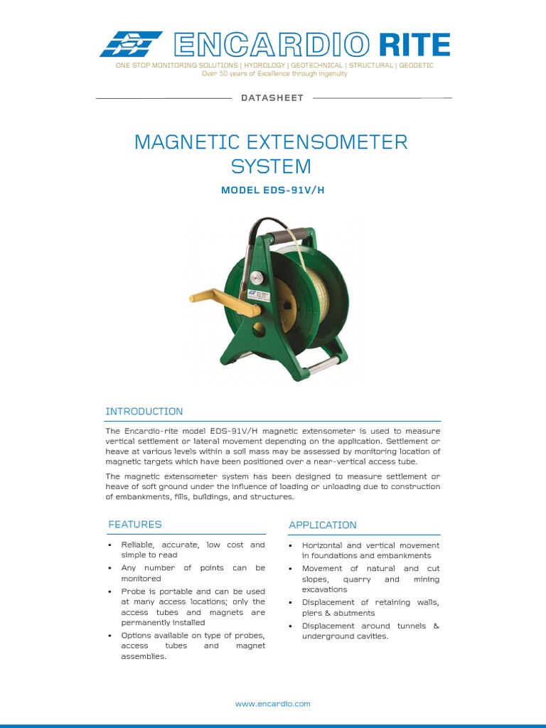 Magnetic Extensometer System: Model Eds-91V/H | PDF | Pipe (Fluid ...