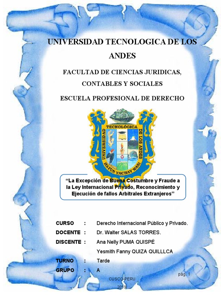 Fraude a la Ley y Orden Público en Derecho | PDF | Convenio europeo de ...