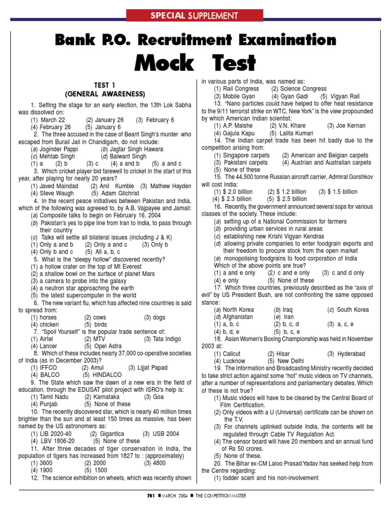 Bank PO Exam Solved Question Papers | PDF