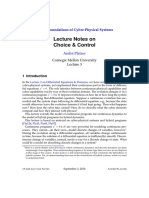 Lecture Notes On Choice & Control: Foundations of Cyber-Physical Systems