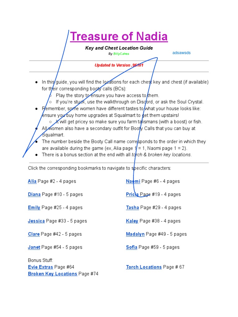 Treasure of Nadia Key and Chest Location Guide PDF