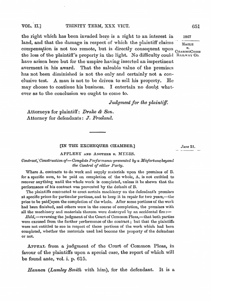 Appleby and Another v. Myers. (1867) L.R. PDF