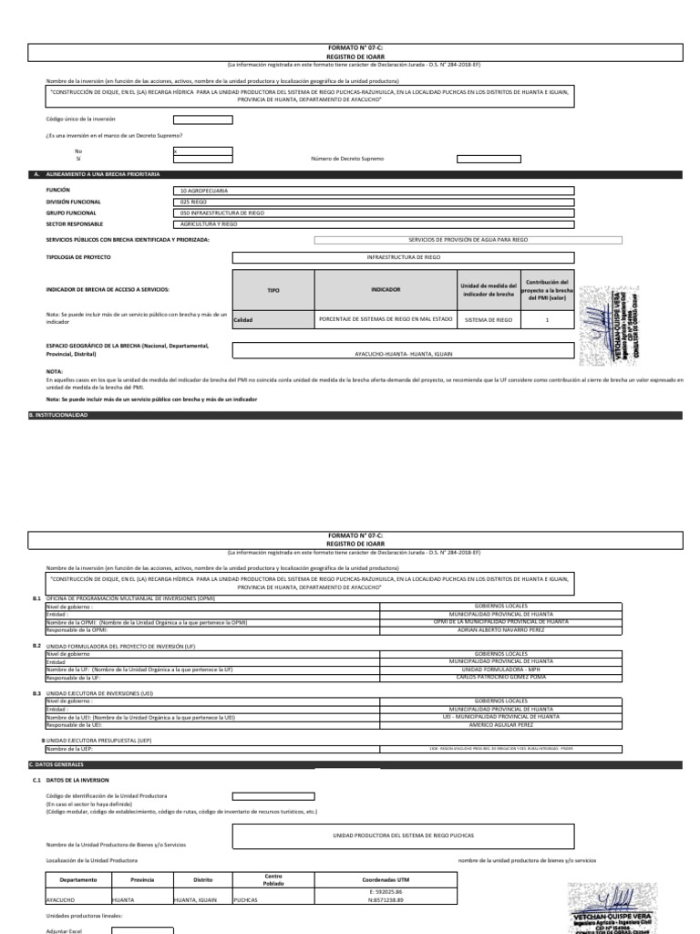 Formato 7C - Qochas - Huanta | Download Free PDF | Riego | Agua