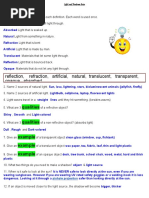 Answer Key Light and Shadows Quiz 2018