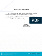 Certificate of Employment: Dang C. Tirante