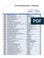 Lista de Productos Y Precios: Oficina Central