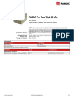 Paroc Pro Roof Slab 20 Kpa: Product Datasheet
