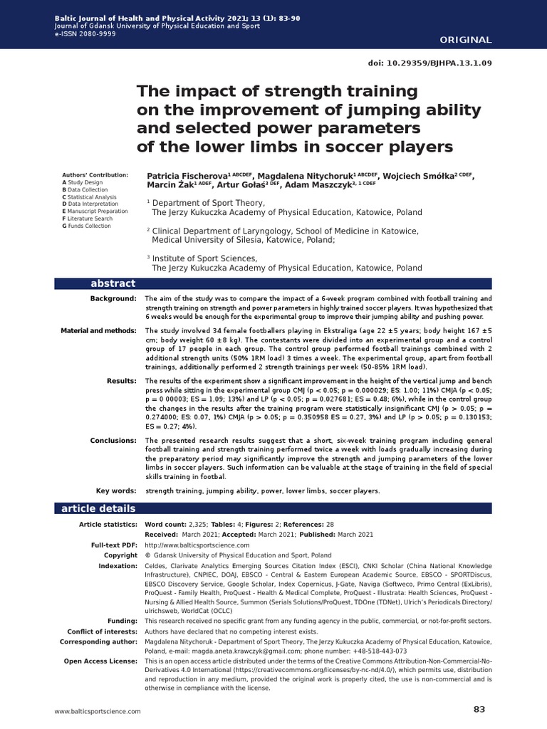 The Impact of Strength Training On The Improvement PDF Strength