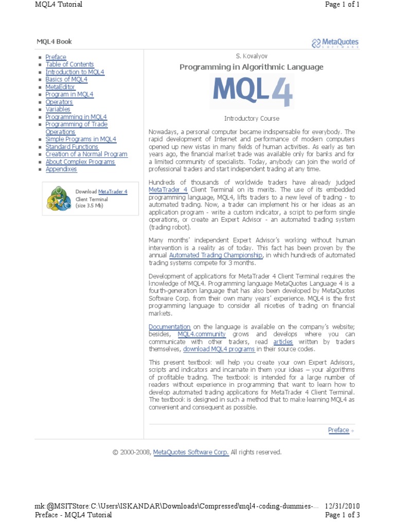 Mq4 Programming Pdf Books