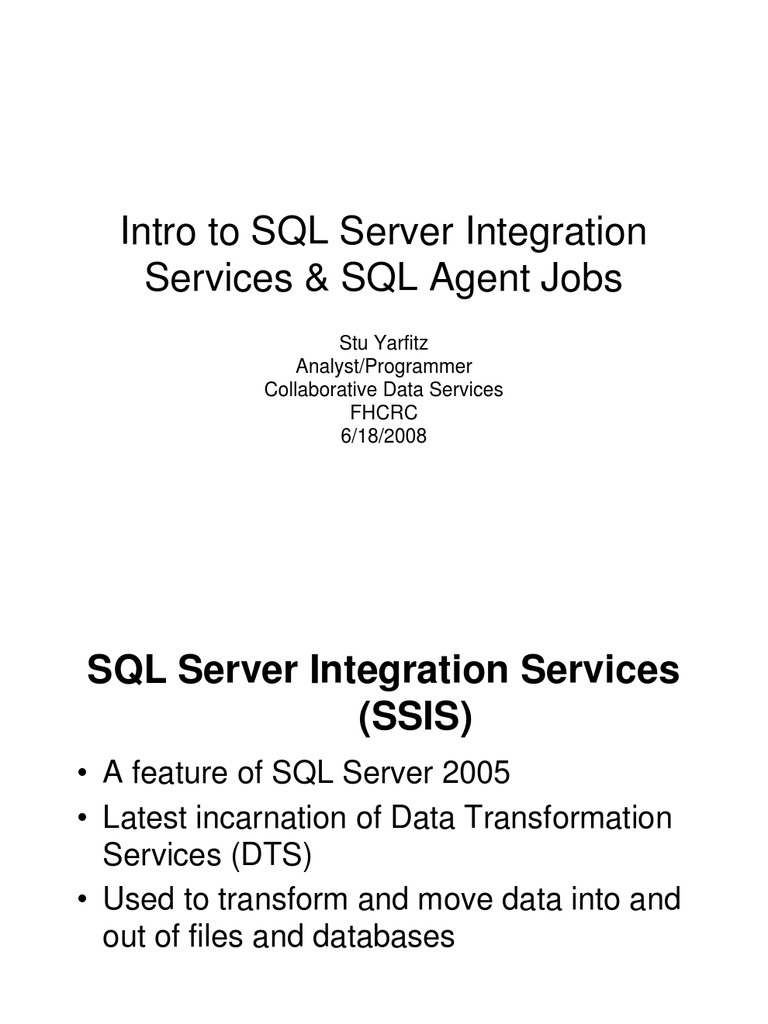 SSIS SQL Server Agent | Download Free PDF | Microsoft Sql Server ...