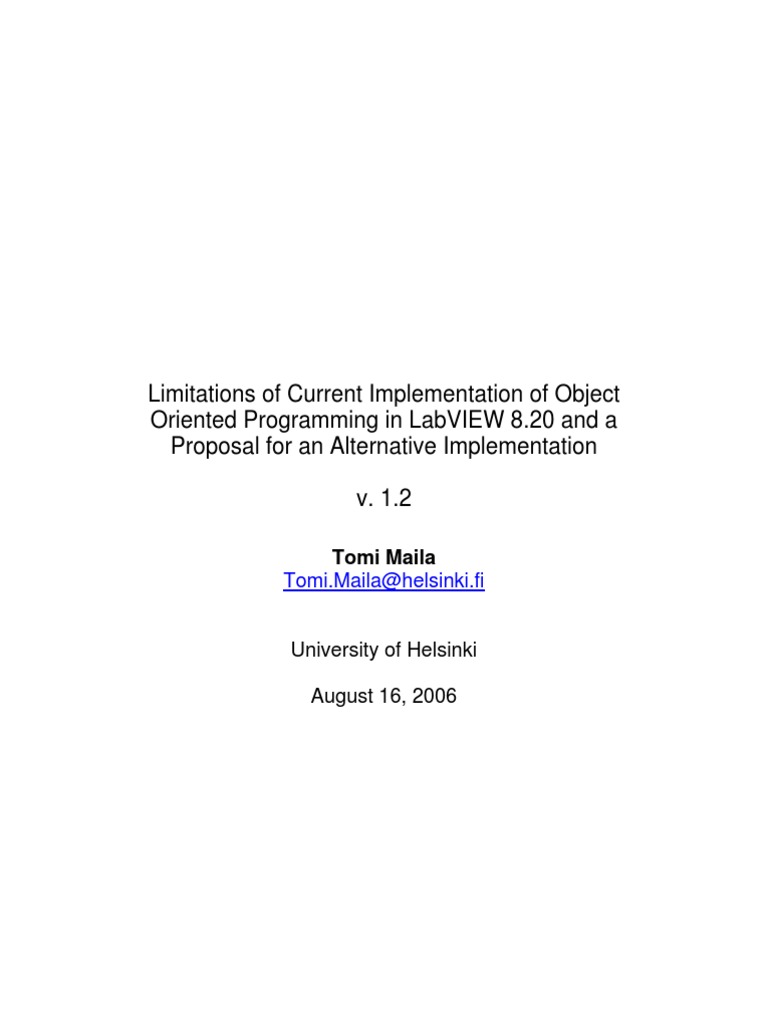 Limitations of Current Implementation of Object Oriented Programming in ...