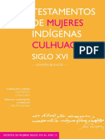 Testamentos de Mujeres Indigenas Culhuacanas Siglo Xvi