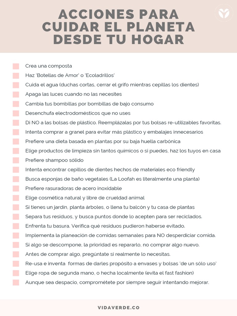 Acciones para Cuidar El Medio Ambiente VidaVerde | PDF | Residuos | El ...