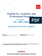 English For Academic and Professional Purposes: Learning Activity Sheets