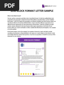 Semi Block Format Letter Sample