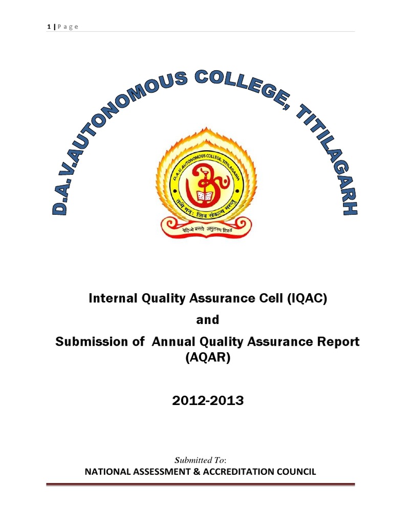 Internal Quality Assurance Cell (IQAC) and Submission of Annual Quality