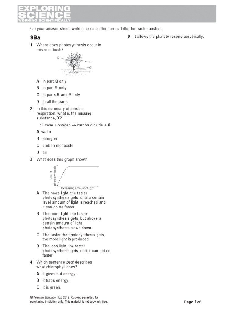Quick Quiz © Pearson Education LTD 2019. Copying Permitted For PDF