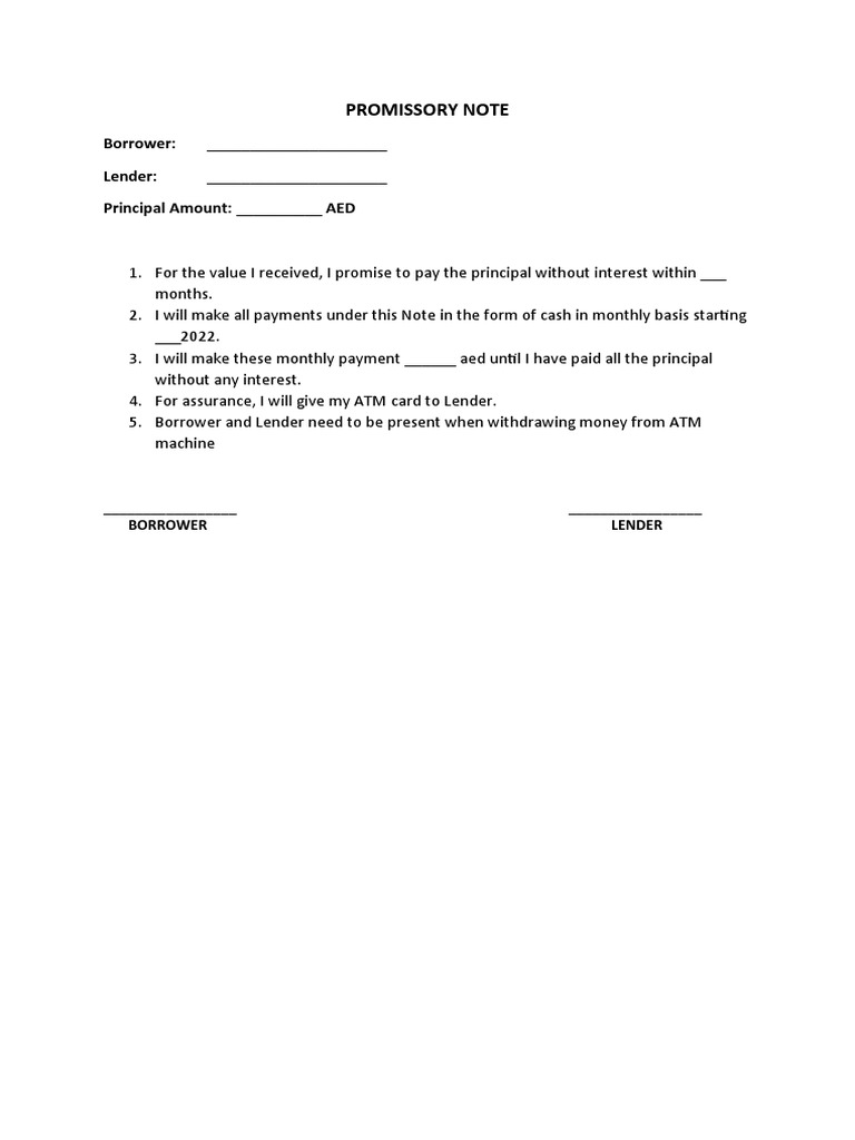 Promissory Note | PDF | Finance & Money Management