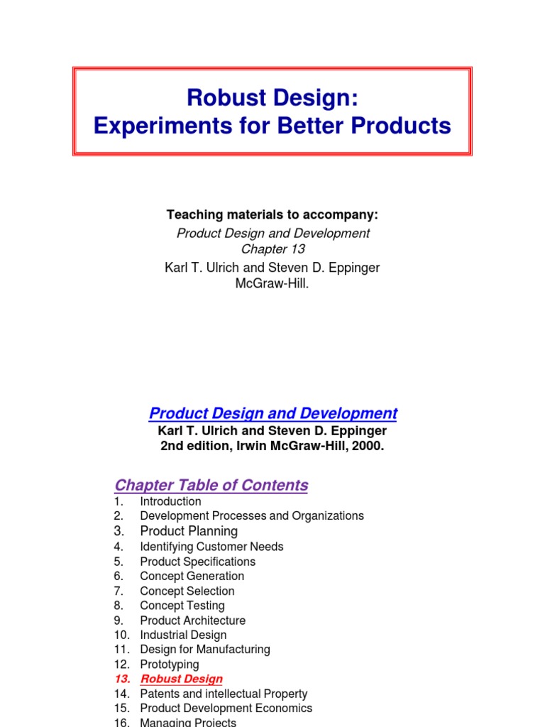 Robust Design Training Overview | PDF | New Product Development ...