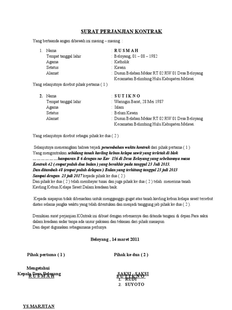 Surat Perjanjian Kontrak