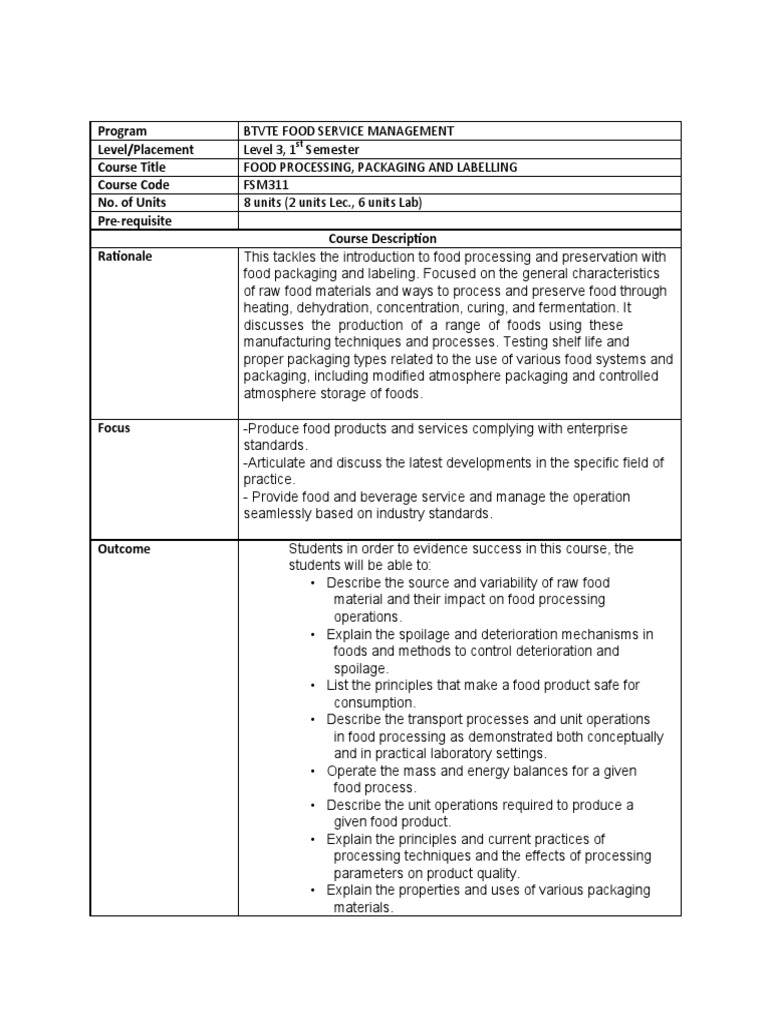 Module 1 Intro To Food Preservation Pdf Foods Food Processing