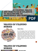 Philippine Culture Values and Practices in Relation To Healthcare of Individuals and Families