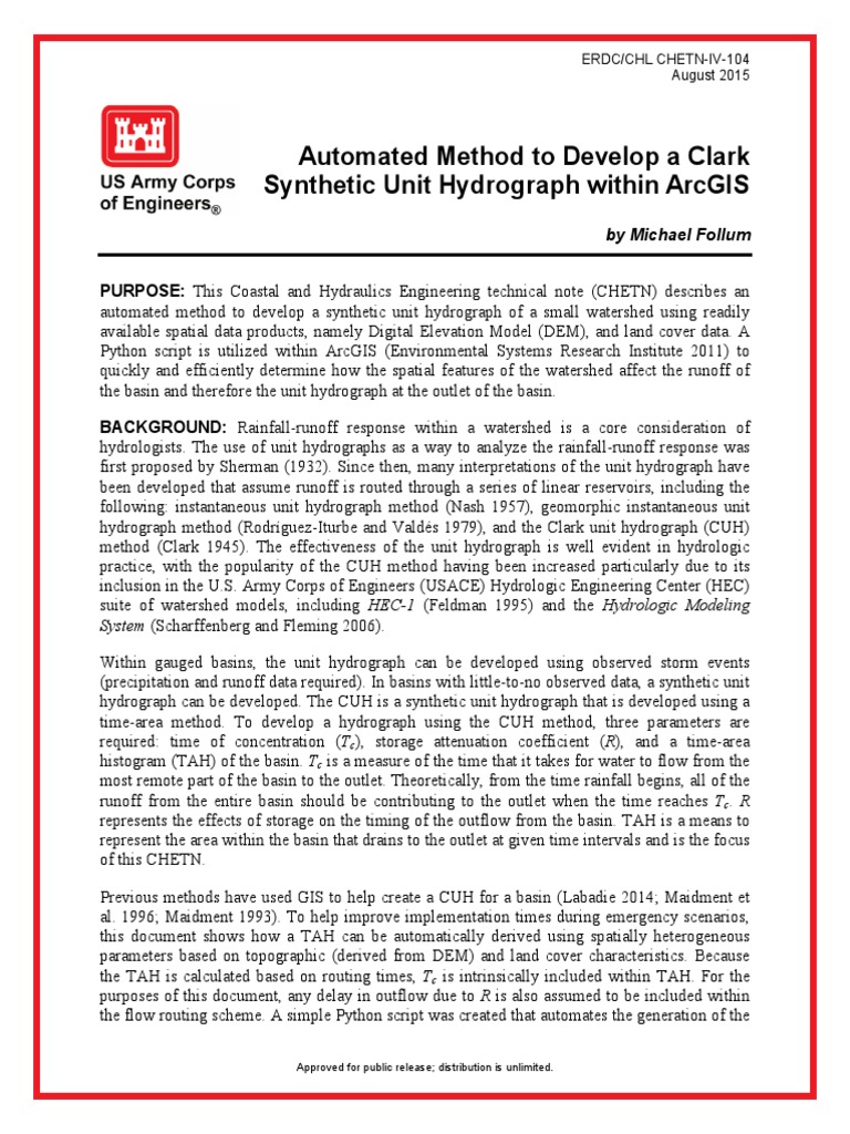 Automated method to develop a clark synthetic unit hydrograph within