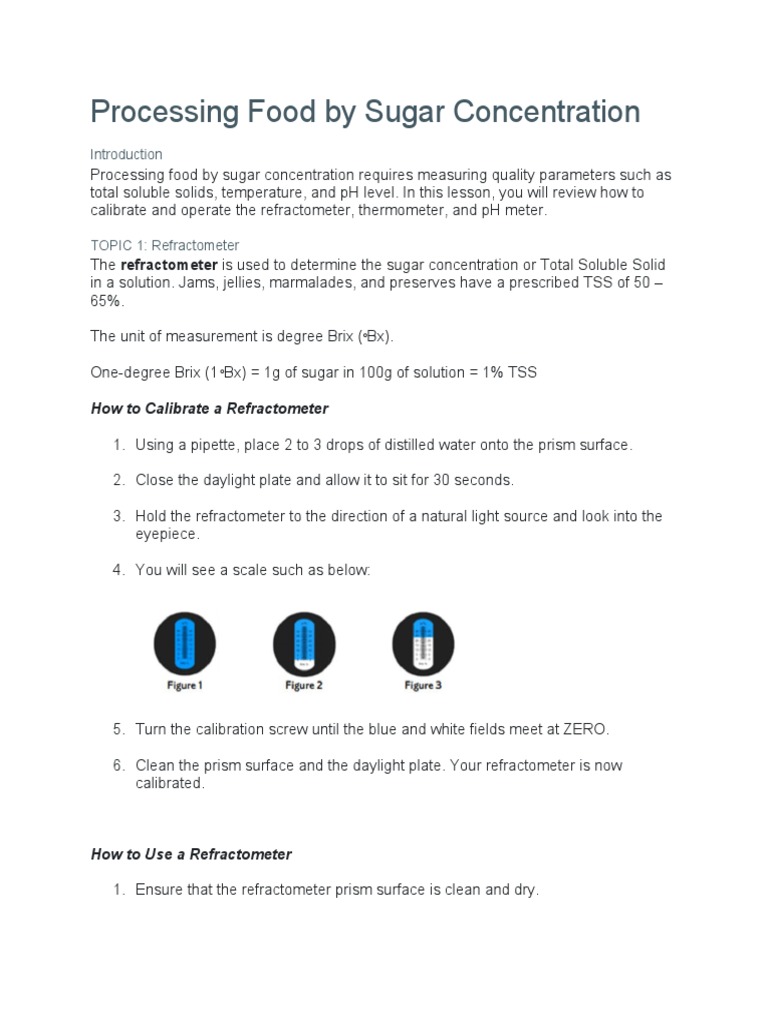Processing Food by Sugar Concentration PDF Fruit Preserves Ph