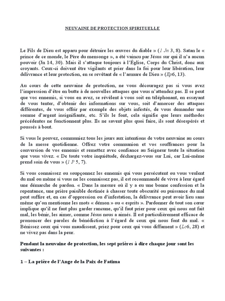 Neuvaine de Protection Spirituelle Et de Liberation Et Prieres Contre ...